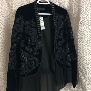 Embroidered suede jacket